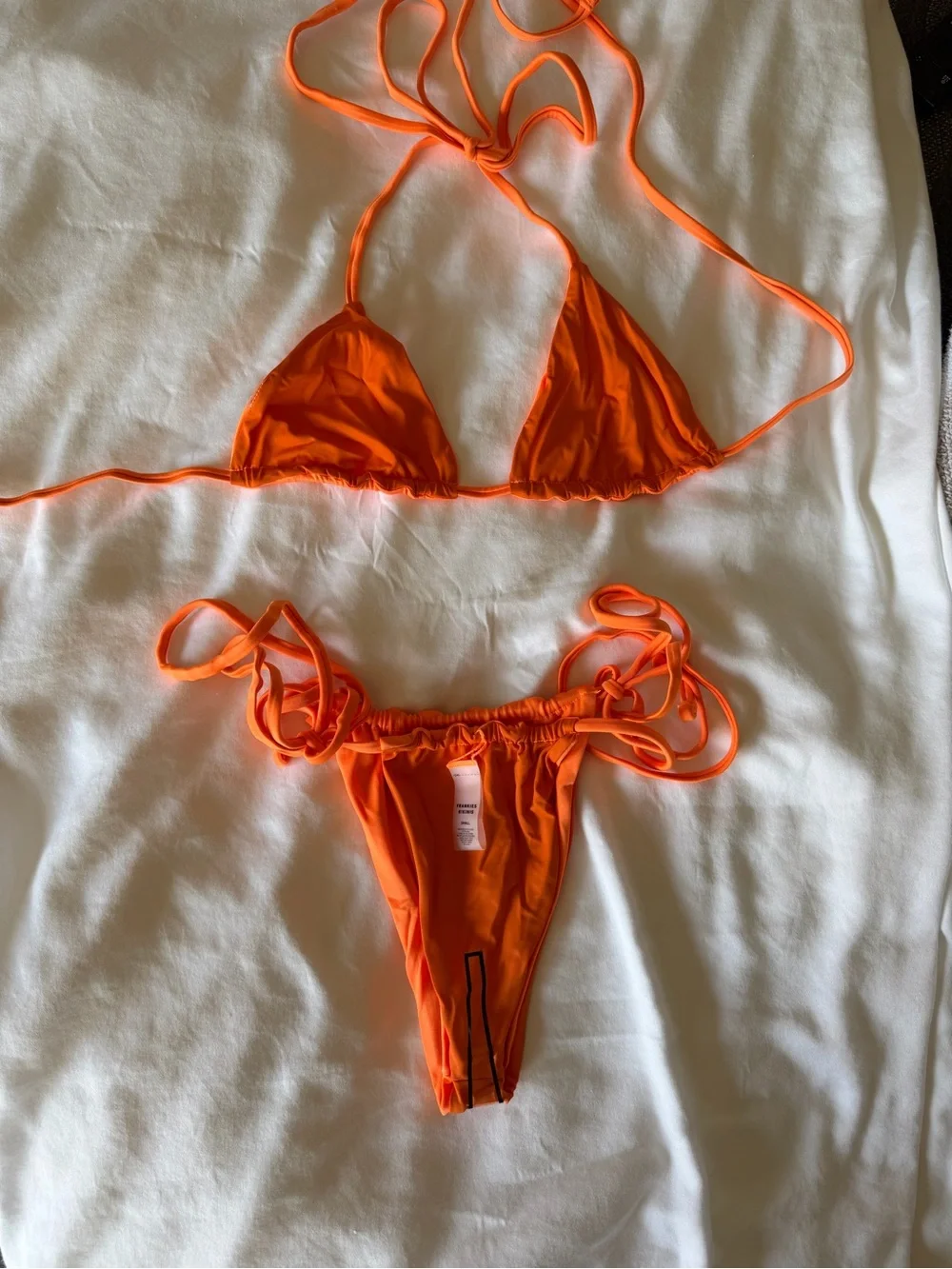 Frankie’s Bikinis Orange String Triangle Bikini - Women Swim